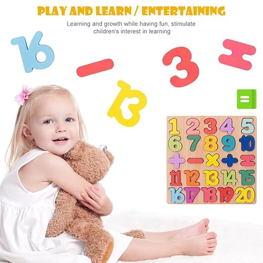 Wooden Number Puzzle Board for Kids Montessori Math Learning Toy